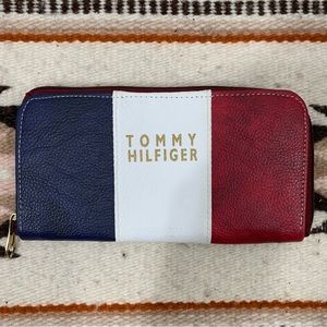 Tommy Hilfiger Red White and Blue Color Block Leather Wallet/Billfold
